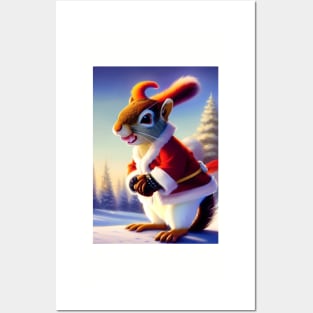 HAPPY FATHER CHRISTMAS SQUIRREL Posters and Art